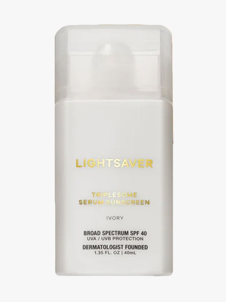 Lightsaver Triplesome Serum SPF 40 in branded component on a light gray background